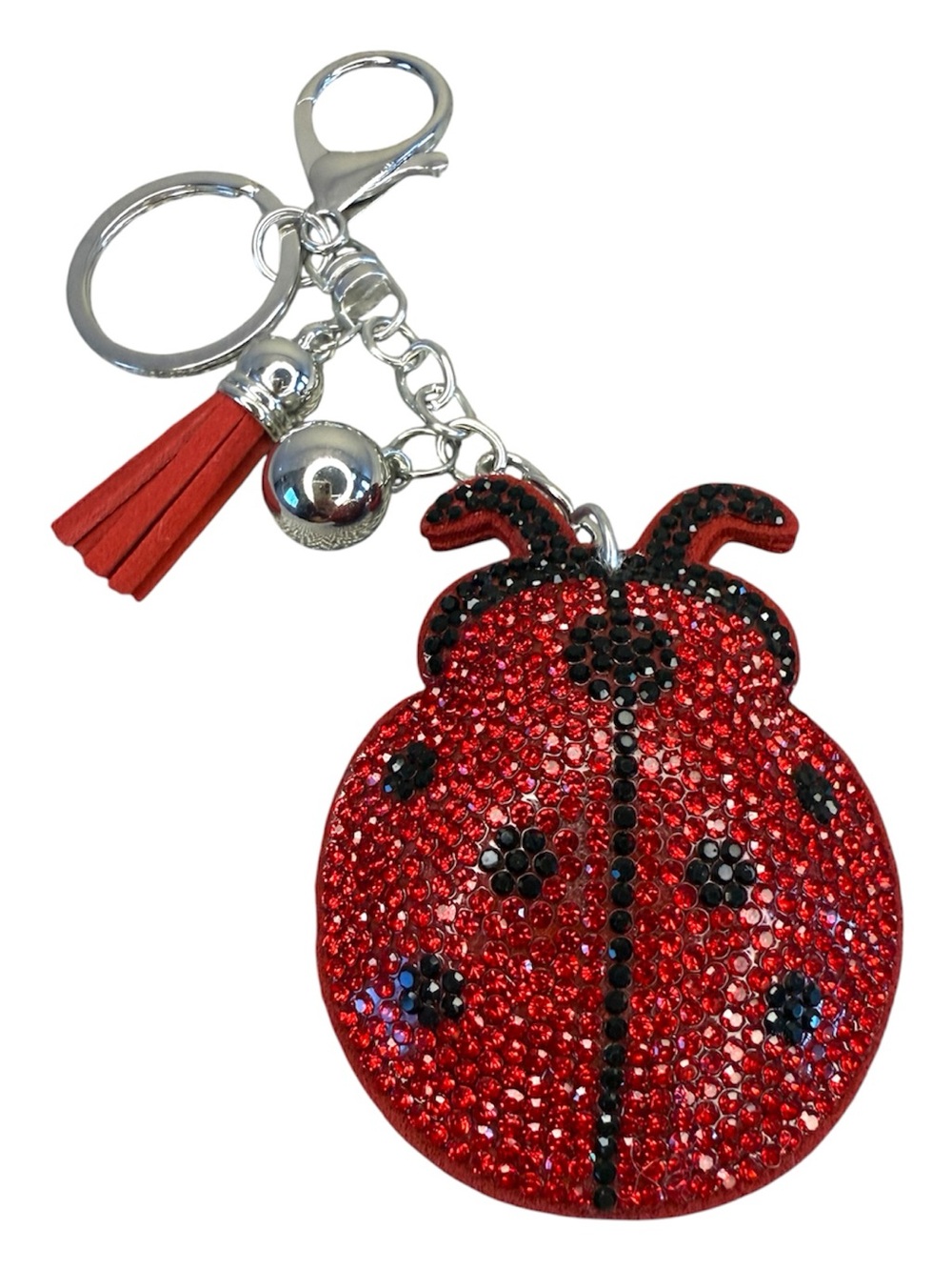 Red Ladybug Crystal Keychain Bag Charm